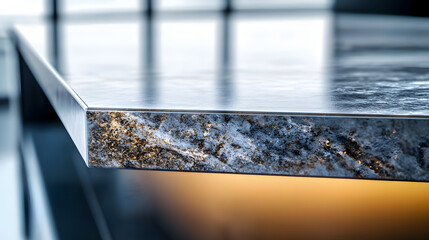 Wall Mural - High-definition image of a sturdy epoxy resin countertop, solid and firm appearance, reinforced edges, showcasing robustness and practical design