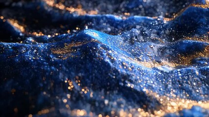Wall Mural - Close-up of shimmering blue waves with golden highlights, evoking a sense of calm and tranquility in a natural setting.