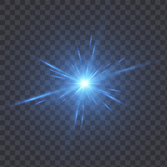 Poster - Bright glowing light effect bright glare. Effect of glowing light rays distortion light lens. Beautiful shimmering light glare. Vector 10 EPS