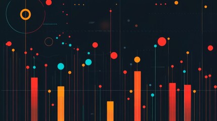 Aufkleber - A dynamic and colorful financial bar graph showing positive market trends with a modern tech interface and smooth transitions between data points