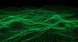 © TAMER YILMAZ - 3D rendered abstract grid neon topography. Green mesh terrain