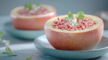 Wall Mural - Pomegranate dessert, studio shot, garnish, healthy.