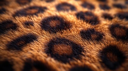 detailed and realistic close-up of leopard fur, showcasing the complex and beautiful pattern of spots and the natural sheen of the fur