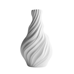 Aufkleber - A minimalist white ceramic vase with a swirling design stands on a plain white background.