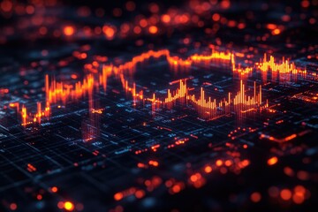 A close-up view of a computer screen displaying red lights, suitable for use in technology and innovation concept images