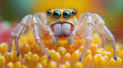 Close-up shot of a spider sitting on a flower