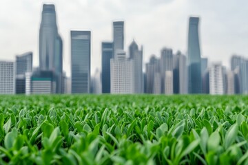 Poster - grass and city