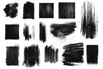 Wall Mural - A collection of black paint strokes on a white background, ideal for abstract art or design projects