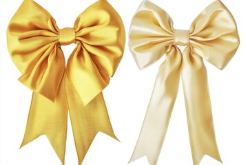 Canvas Print - A pair of golden bows on a clean white background, perfect for wrapping or decoration