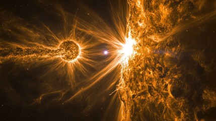 Wall Mural - Stellar collision, cosmic explosion, binary stars merging.