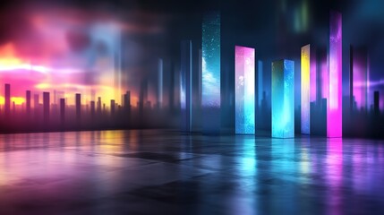 Wall Mural - neon led light abstract background, futuristic design