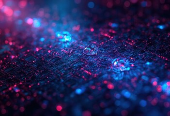 Poster - Bokeh effect with purple and blue circles