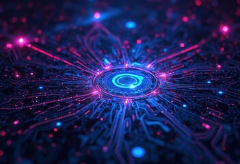 Poster - A High-Resolution Image of a Microchip on a Circuit Board