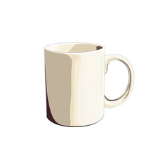 Poster - The image shows a simple illustration of a plain white mug with a handle against a light beige background.
