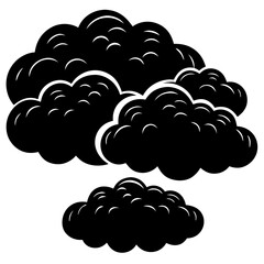 Clouds in the sky in black silhouette Collection of various cloud shapes icon. weather forecast icon