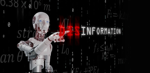 ai and the concept of fake news, misinformation, and disinformation: a robot, representing artificia
