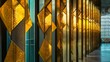 © Outkast - Golden Geometric Glass Panels Interior Wall Design