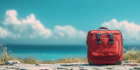 Poster - suitcase on the beach