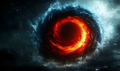 Sticker - Fiery vortex, ocean, swirling, dark, fantasy, cosmic, artwork, background, digital art, game