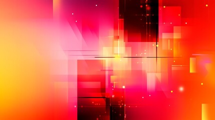 Wall Mural - abstract geometric technological background - vibrant red and orange geometric shapes overlap, symbo