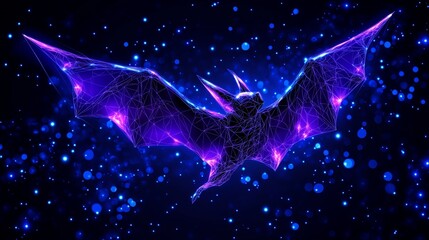 Wall Mural - another abstract polygonal light bat design - symbolizing mystery, darkness, transformation, flight,