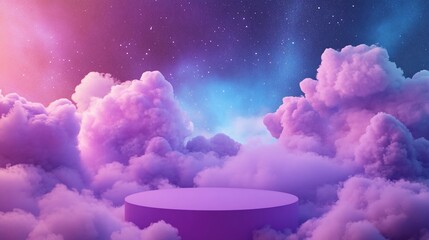 Wall Mural - purple platform in dreamy cloudscape.