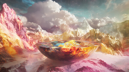 mysterious cosmic landscape uncharted planet digital art extraterrestrial environment wide-angle vie
