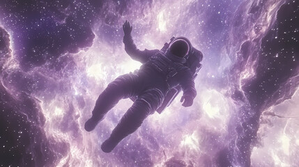 Wall Mural - astronaut floats in the abyss of space, surrounded by a cosmic ocean of galaxies and nebulae forming