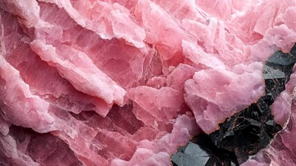 Wall Mural - A close-up view of beautiful pink crystal formations, highlighting their natural textures and colors.