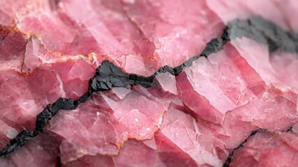 Wall Mural - Close-up of a beautiful pink mineral with black veins, showcasing stunning natural patterns.