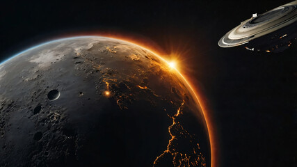 Wall Mural - Science concept background with planet on space