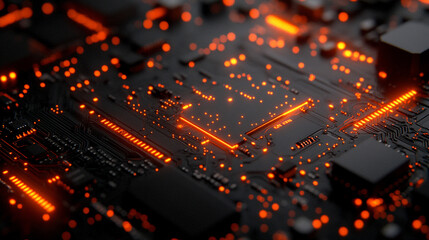 abstract ai circuit board background showcasing technology connecting electronic elements, symbolizi