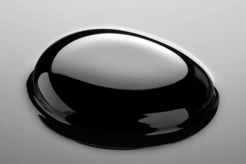 Leinwandbilder - Close up of a single black oil drop resting on a smooth surface with reflections and highlights enhancing its glossy texture. Generative AI