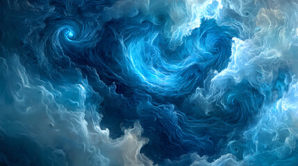 Wall Mural - in a mesmerizing digital illustration, a swirling vortex of blue light dances across the cosmic expa