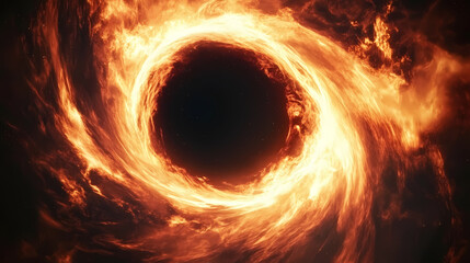Wall Mural - planet is being consumed by a supermassive black hole creating a swirling vortex of fire and energy 