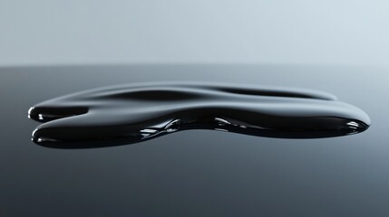 Aufkleber - Shiny black oil puddle reflecting light in a modern, minimalistic setting at midday. Generative AI