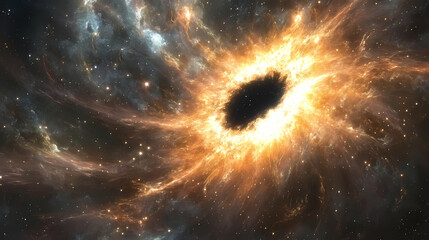 Wall Mural - a massive black hole at the center of the cosmic void. its core a deep impenetrable black. cosmic sp