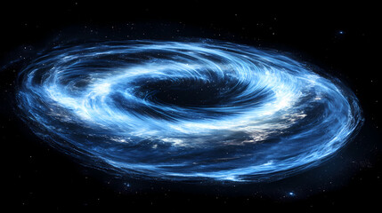 Wall Mural - a mesmerizing display of swirling blue particles creates a cosmic vortex in deep space. cosmic space