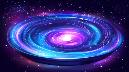 Wall Mural - a swirling cosmic vortex with vibrant blue and purple hues, glowing white streaks, and a central bri
