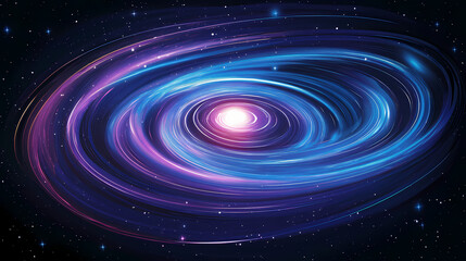 Wall Mural - a swirling cosmic vortex with vibrant blue and purple hues, glowing white streaks, and a central bri