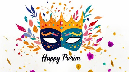 Wall Mural - Elegant Happy Purim Crown with Decorations