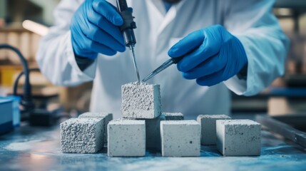 Wall Mural - concrete cubes testing in a modern laboratory