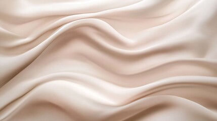 Wall Mural - a close-up of soft, flowing cream-colored fabric creating elegant waves.