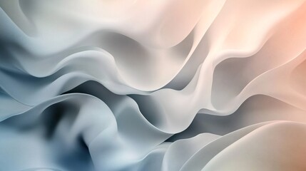Wall Mural - soft, flowing fabric in gentle hues of blue and peach creates a serene and dreamy atmosphere.