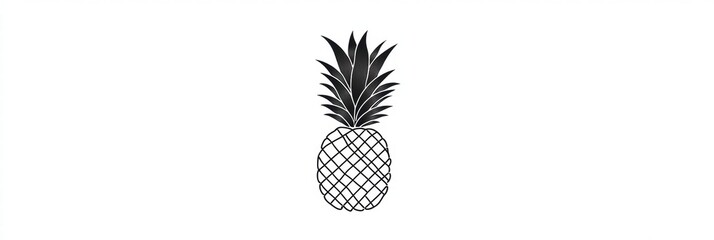 Poster - Fresh pineapple sitting on a plain background, showcasing its distinctive spiky crown and textured skin. Generative AI