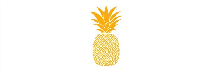 Aufkleber - Bright yellow pineapple with textured skin and leafy crown on a plain white background creates a vibrant decoration. Generative AI