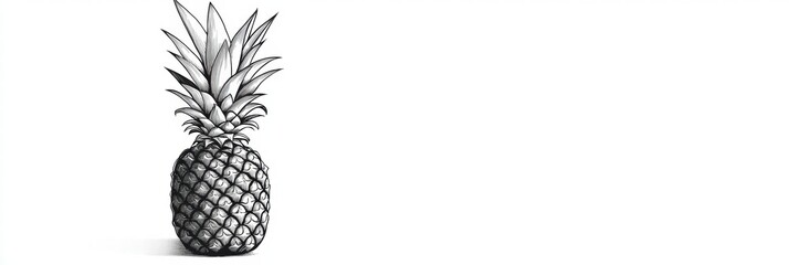 Leinwandbilder - Pineapple standing alone on a plain background highlighting texture and shape of this tropical fruit. Generative AI