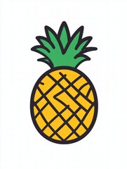 Poster - Brightly colored pineapple illustration on a plain background showcasing vibrant tropical fruit as a design element. Generative AI