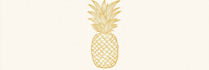 Poster - Bright and detailed illustration of a pineapple showcasing its unique texture and vibrant leaves against a light background. Generative AI