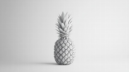 Aufkleber - Pineapple standing alone against a simple background highlighting its unique texture and shape in monochrome style. Generative AI